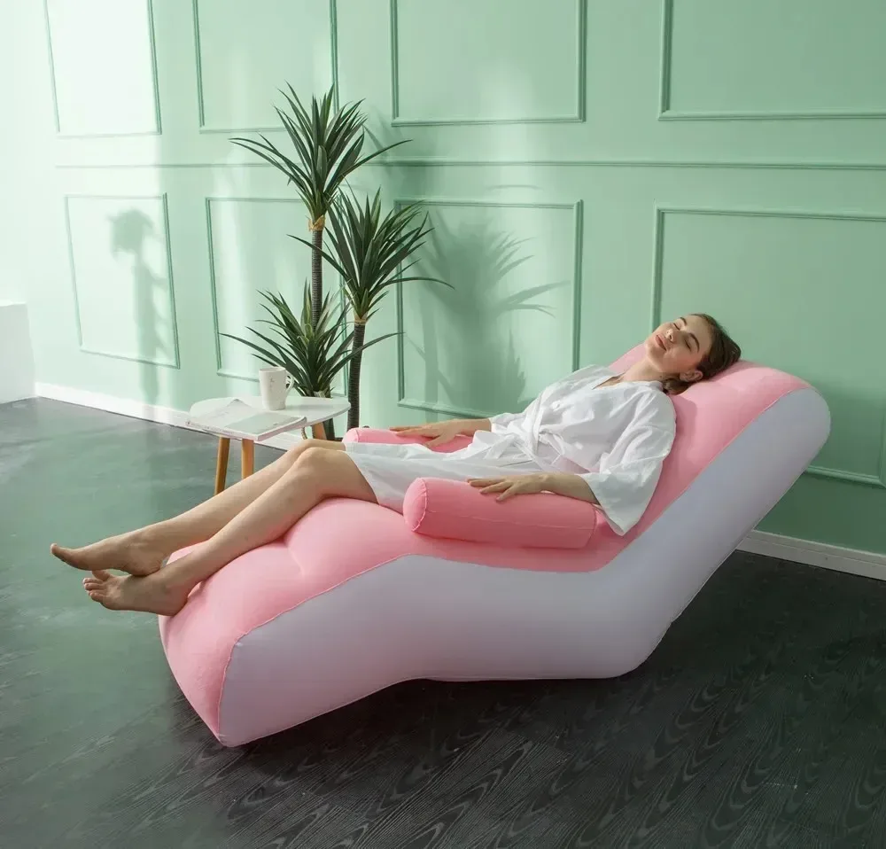 Lazy Inflatable Sofa, S-shaped Sofa - Brown Grey — photo 4