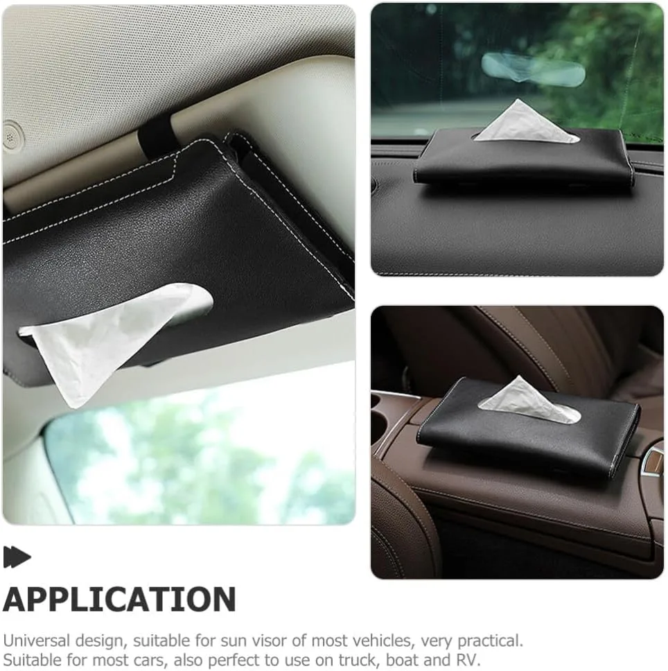 Car Tissue Holder, Sun Visor Napkin Holder - Black Carbon Fiber — photo 6