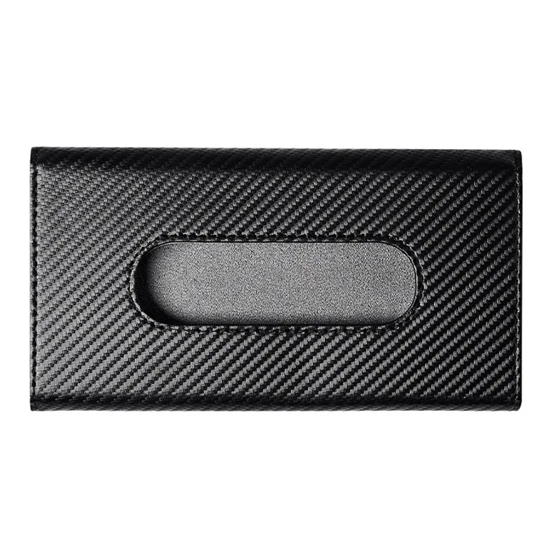 Car Tissue Holder, Sun Visor Napkin Holder - Black Carbon Fiber