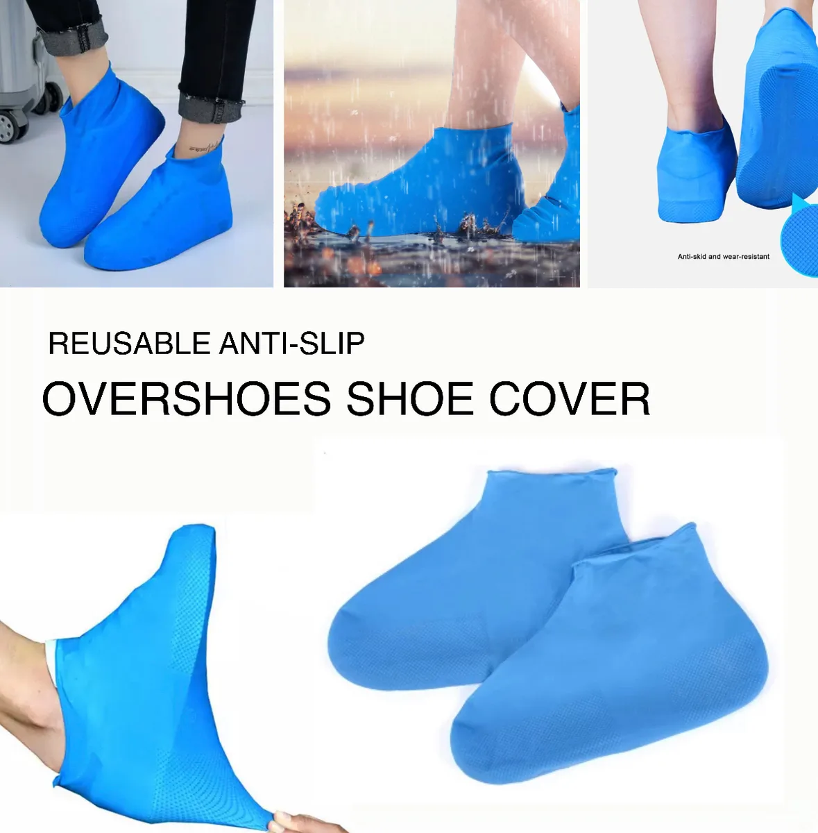WaterProof Shoe Covers, Reusable Silicone Rain Shoes Cover - Yellow / Small — photo 3