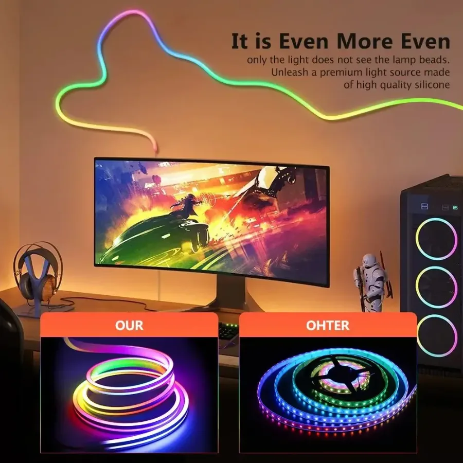 LED Strip Lights Neon Rope Light with Music Sync RGBIC 5M - 5 meters — photo 4