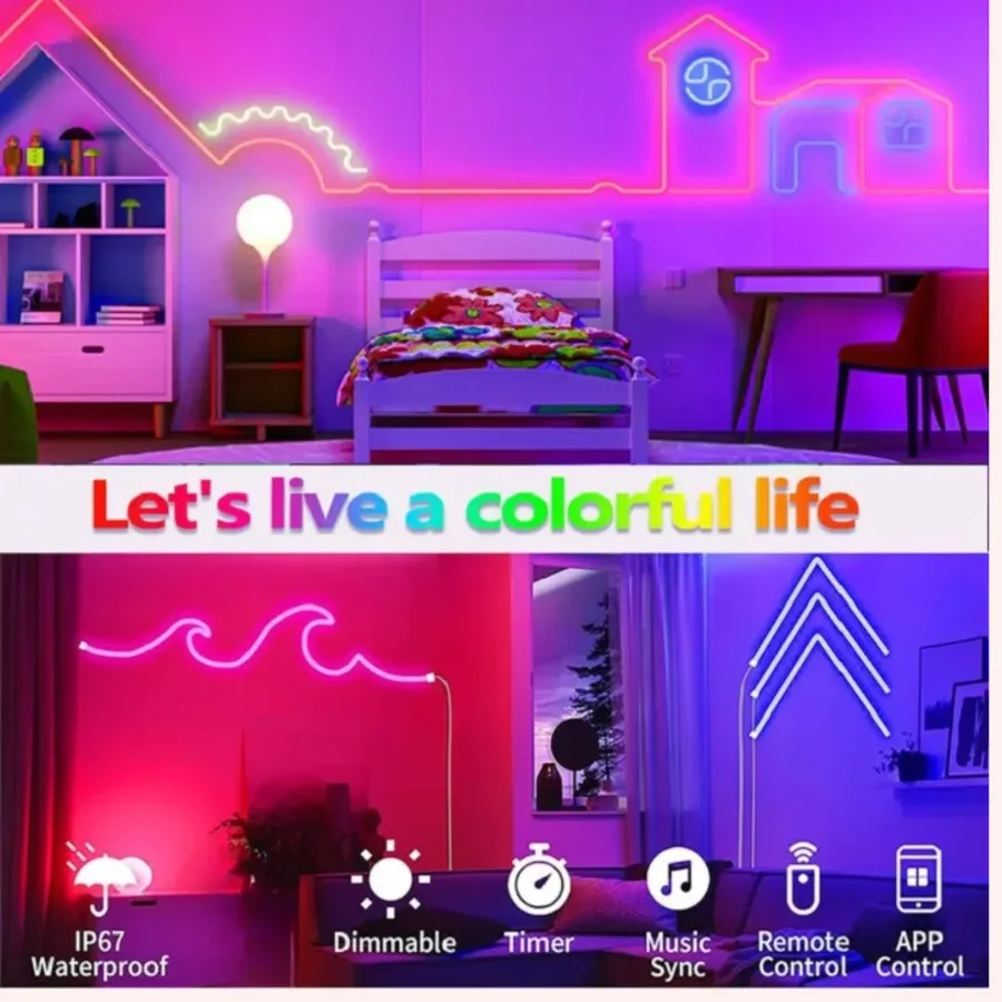 LED Strip Lights Neon Rope Light with Music Sync RGBIC 5M - 5 meters β photo 5