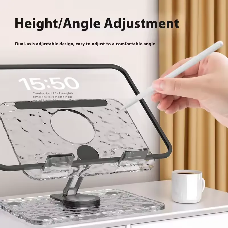 Foldable Tablet Stand for iPad Pro, Portable Stand, 360° Rotation, Acrylic Desktop Stand, Samsung Tablet, Laptop Stand. - Pink — photo 2