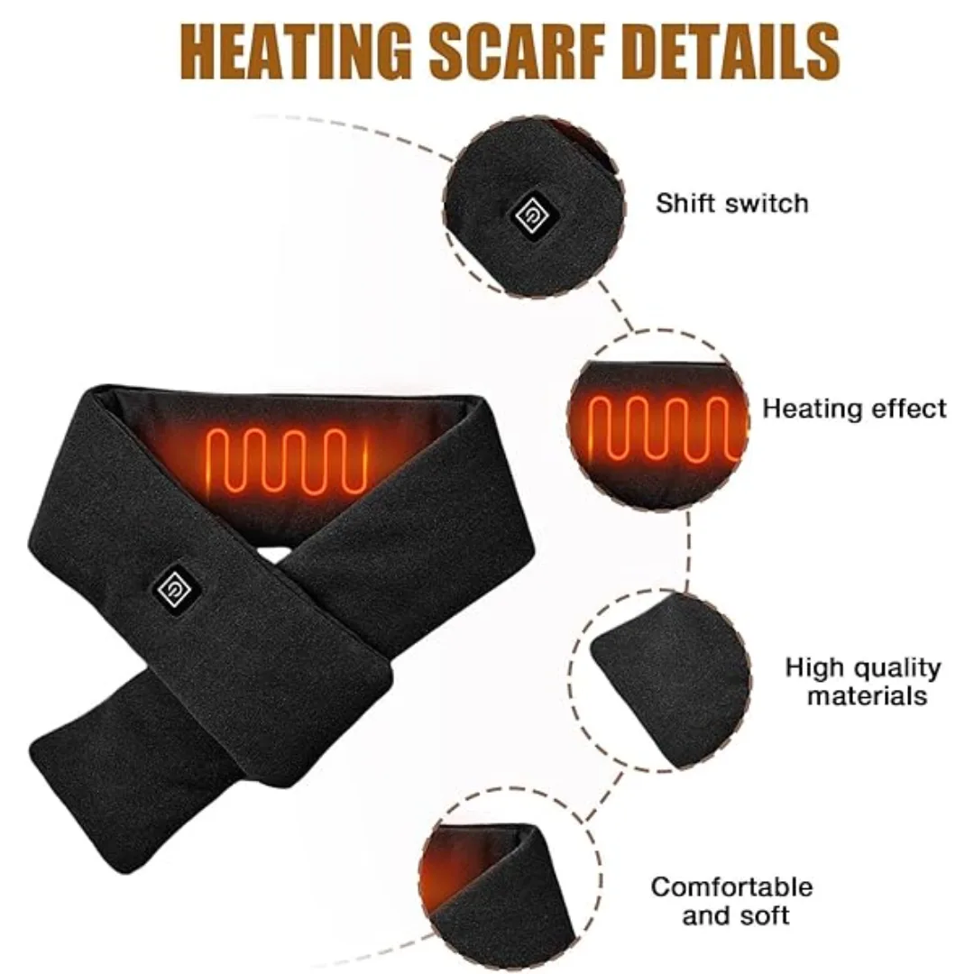 Electric Heated Scarf - Pro Electric Heated Scarf with 3 Heating Levels USB Rechargeable Heating Scarf - Brown β photo 5