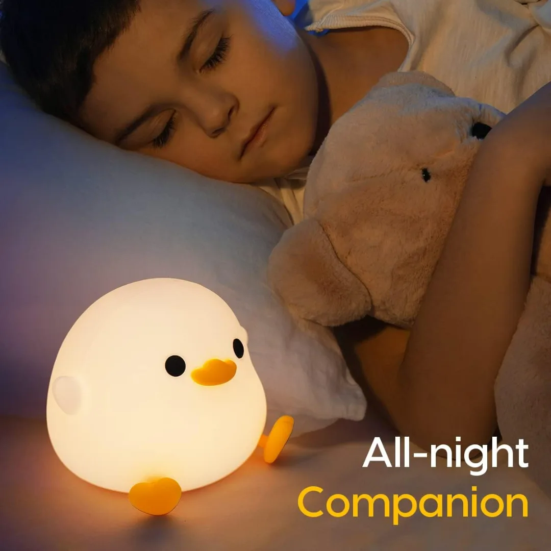 Night Light, Duck Lamp, Silicone Dimmable Nursery Nightlight, Rechargeable LED Bedside Lamp - Duck-1 — photo 6