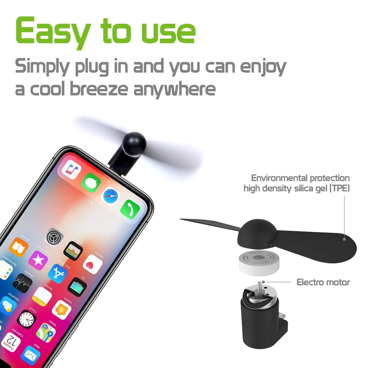 Portable Mini Phone Fan For Iphone / TypeC / Sumsung - Iphone — photo 4