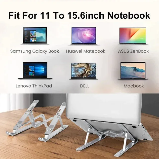 Great Quality Aluminum Adjustable Portable Laptop Stand - Silver — photo 6