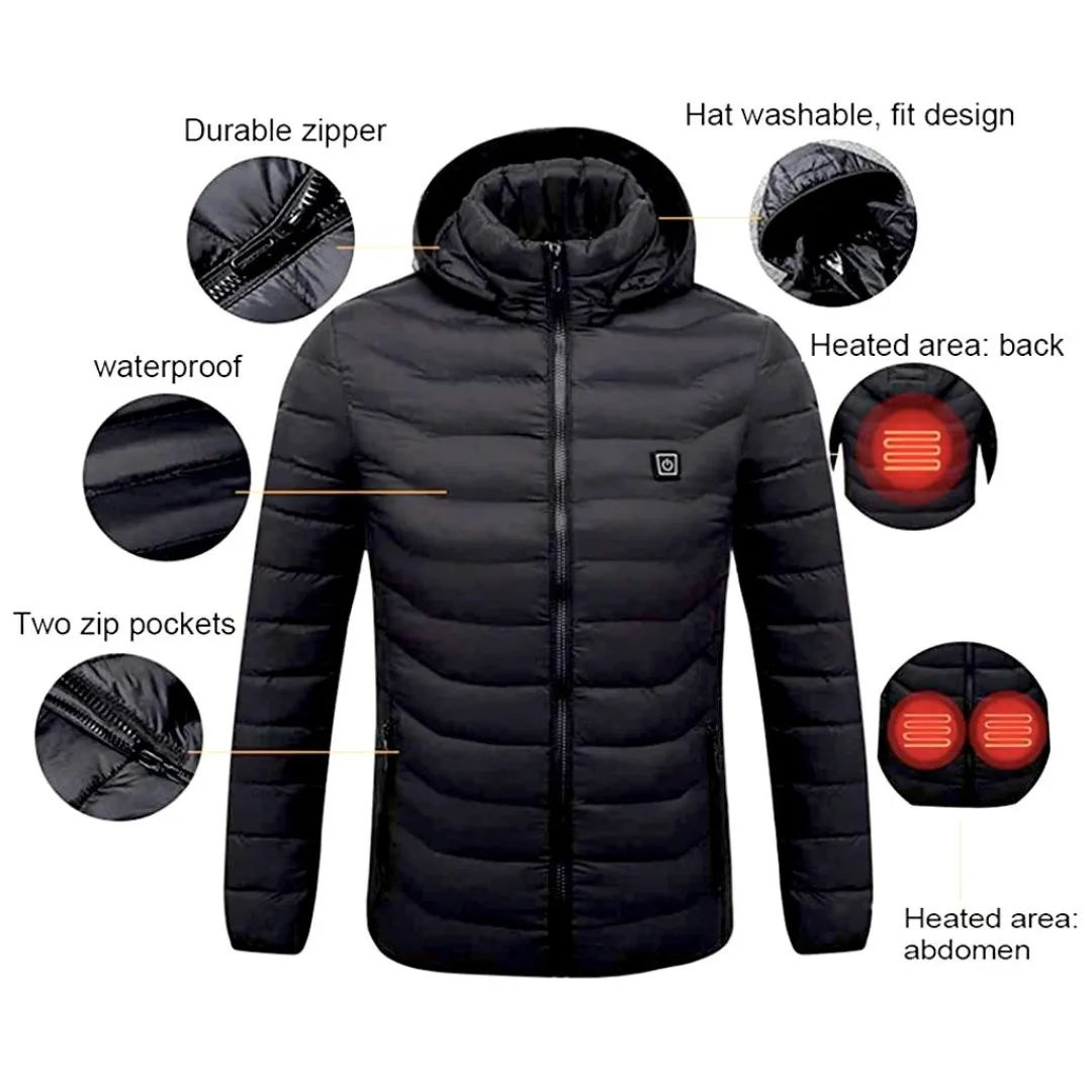 Heating Jacket Outdoor Coat USB Electric Heated Jackets - Black / Small / With 20000 Mah Powerbank β photo 4