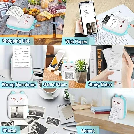 Bluetooth Pocket Mini Printer, For Android & iOS With 1 Free Paper Roll - Pink / Extra 5 stickers roll — photo 3