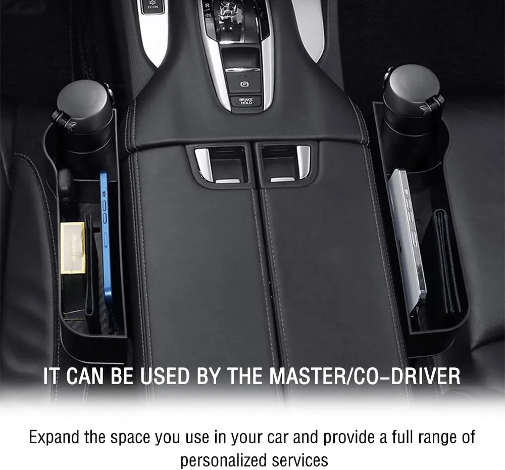 Carbon Fiber Car Seat Organiser with Cup Holder - Beige carbon fiber / Right And left Side — photo 7