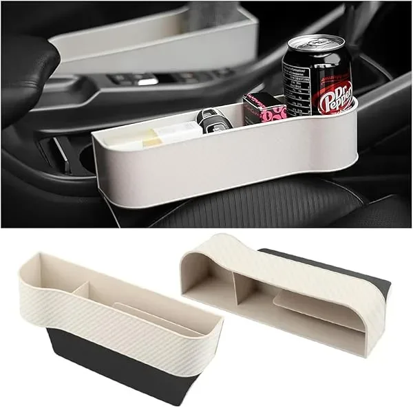 Carbon Fiber Car Seat Organiser with Cup Holder - Brown carbon fiber / Right side — photo 9