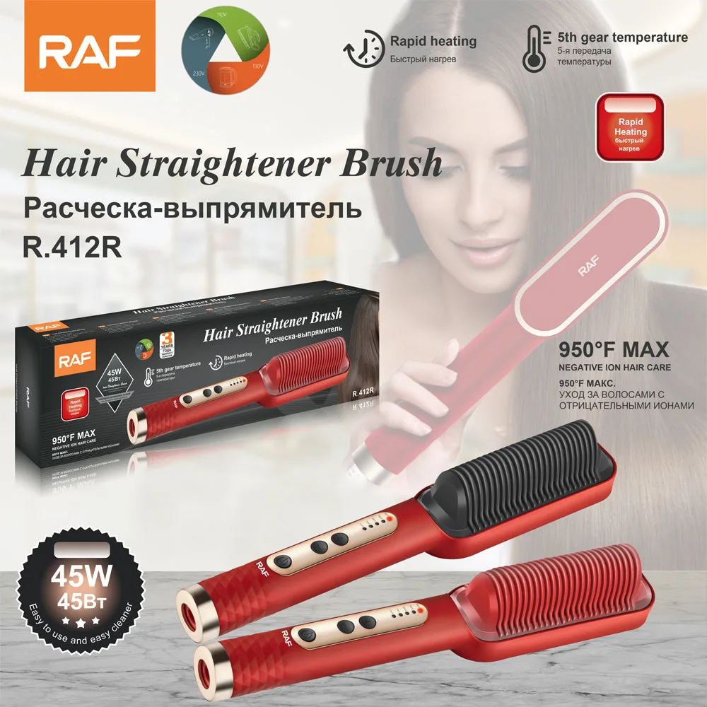 RAF Hair Straightener Brush 45W - black