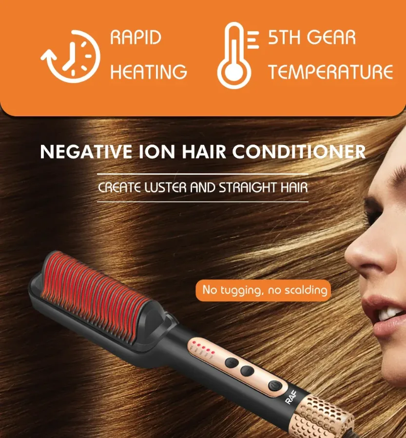 RAF Hair Straightener Brush 45W - red β photo 4