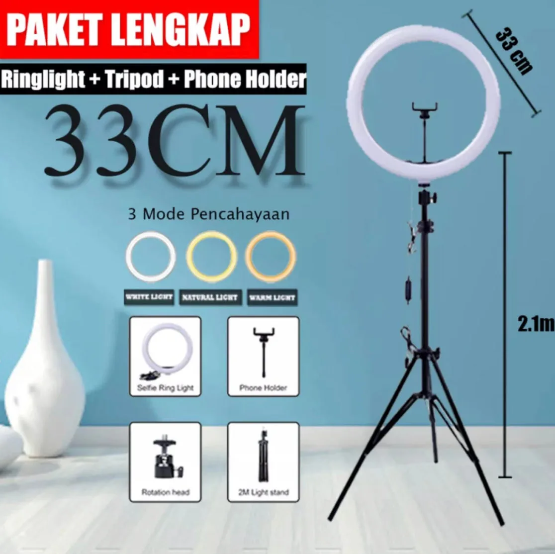 Ring Light With All Sizes 26cm 30cm 33cm 36cm 46cm With Tripod - 30cm With 2.1 Meter Tripod β photo 3