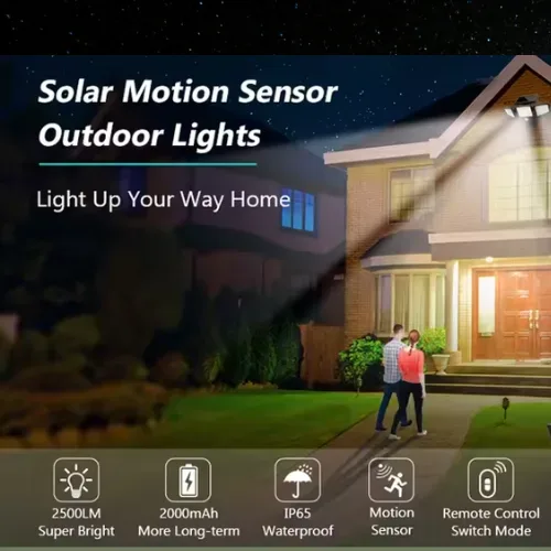 Solar Garden Wall Lights 108 LED 2 Or 3 Head Motion Sensing Technology - 3 Led β photo 5