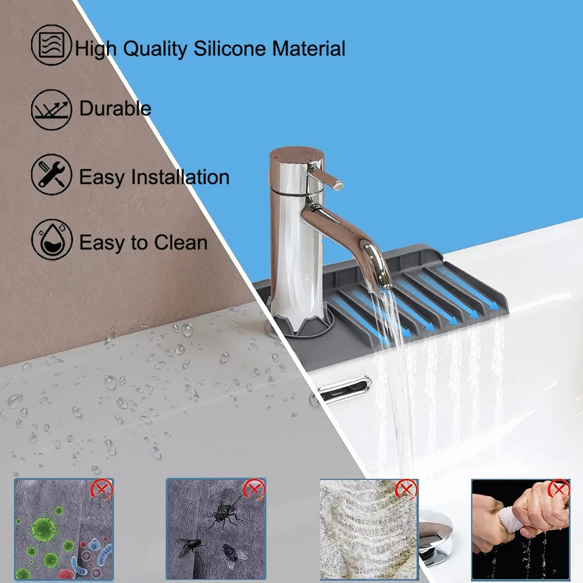 Surface Draining Mat Silicone Multipurpose Splash Proof Pad for Fauce - 2 Pieces ( Save 40% ) β photo 4