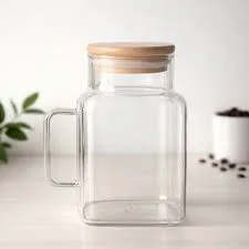 16 oz glass cup comes with bamboo lid and reusable glass straw - Style WAVY — photo 2