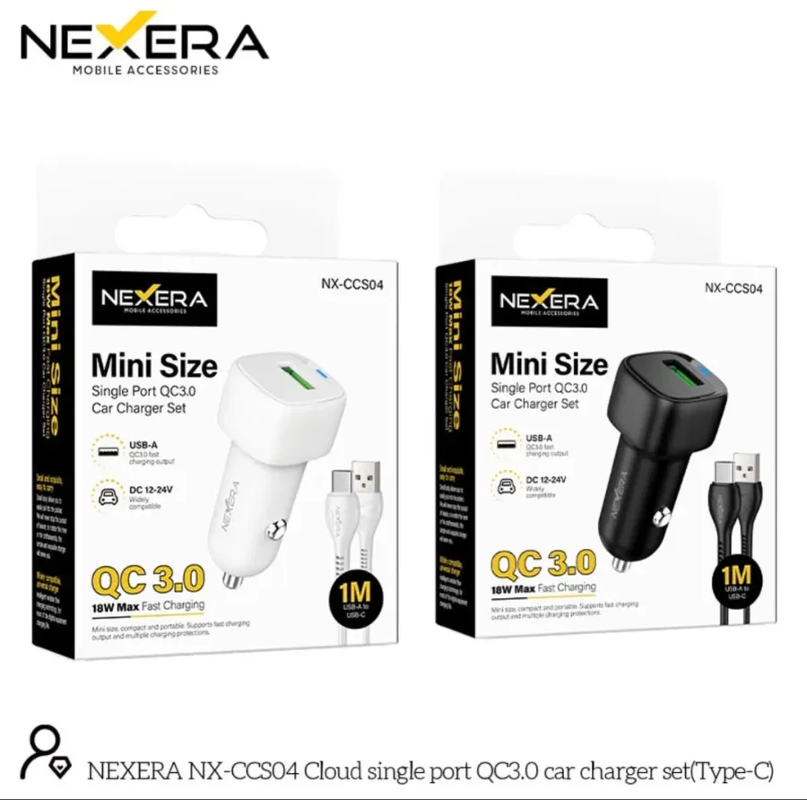 NEXERIA QC3.0 Car Charger NX-CCS - Car charger + 1M Typec cable NX-Ccs04 β photo 3