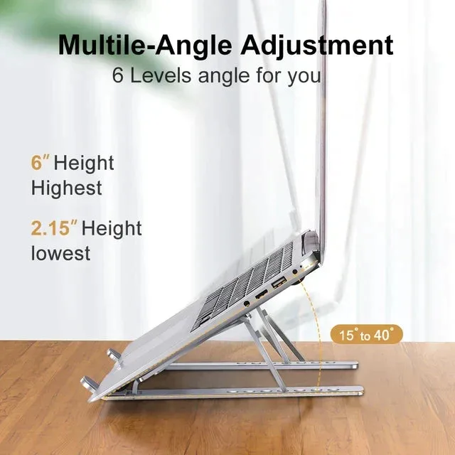 Great Quality Aluminum Adjustable Portable Laptop Stand - Black β photo 7