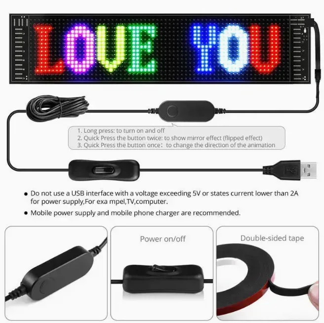 LED Matrix Panel Car Sign - 70x170mm β photo 2
