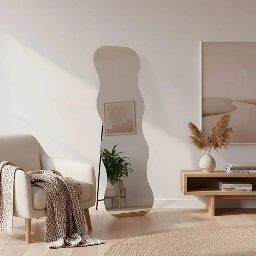 Mirror Standing Hanging Leaning Wall Bedroom - J-208 WAVY WHITE — photo 2