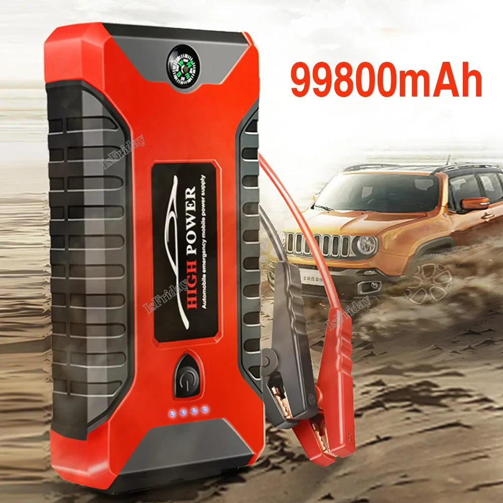 Portable Car Jump Starter Power Bank, Battery Booster Charger, Starting Device, Auto Emergency, Lighting Start-up, 12V - Jump starter + tire inflator — photo 2
