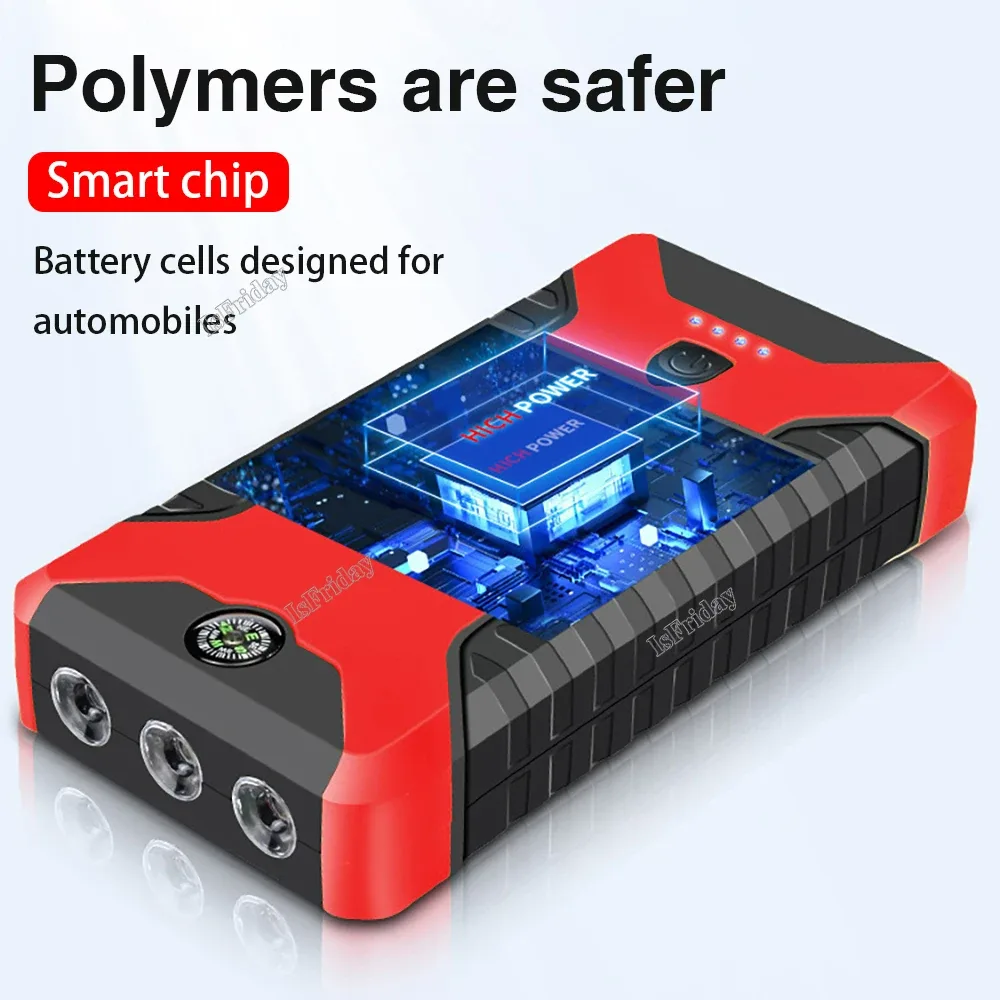Portable Car Jump Starter Power Bank, Battery Booster Charger, Starting Device, Auto Emergency, Lighting Start-up, 12V - Jump starter + tire inflator — photo 5