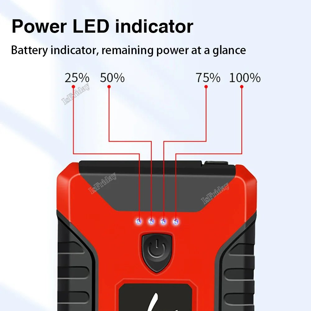 Portable Car Jump Starter Power Bank, Battery Booster Charger, Starting Device, Auto Emergency, Lighting Start-up, 12V - Jump starter + tire inflator β photo 7