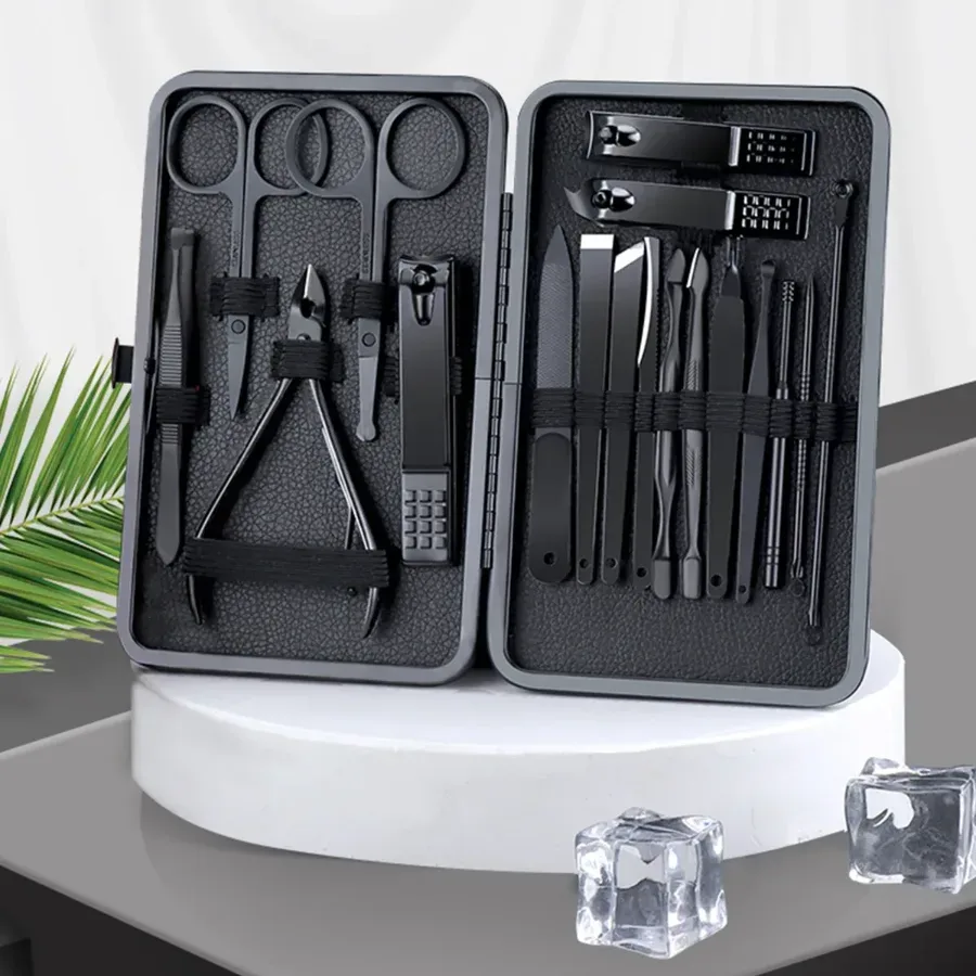 Manicure Set Nail Clippers Tools Household 18Pcs , Tool Kit for Men and Women - Black β photo 2