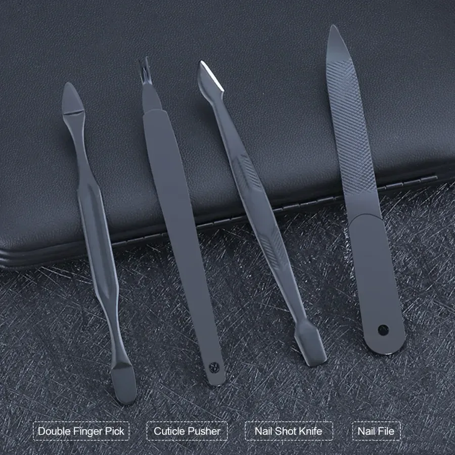 Manicure Set Nail Clippers Tools Household 18Pcs , Tool Kit for Men and Women - Black — photo 3