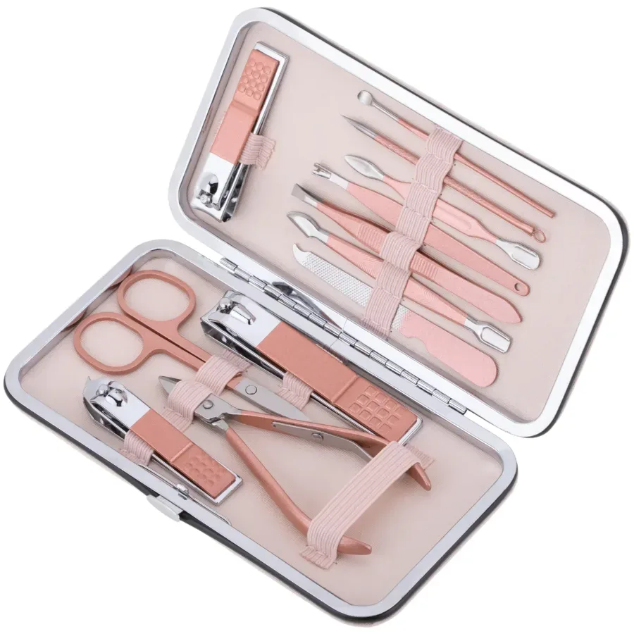 Manicure Set Nail Clippers Tools Household 18Pcs , Tool Kit for Men and Women - Black