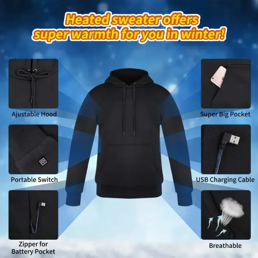 Self-Heating Hoodies for Men Women - Grey / L — photo 5