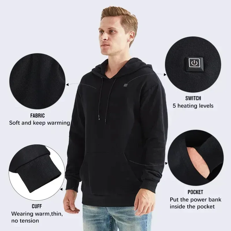 Self-Heating Hoodies for Men Women - Grey / XL — photo 3