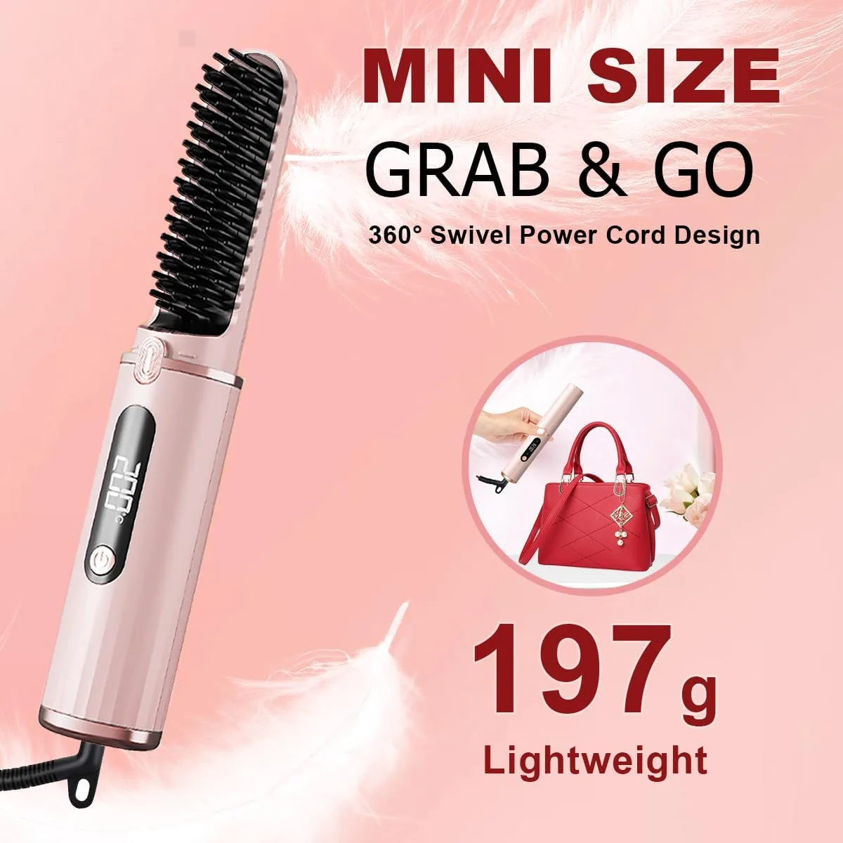 Portable Hair Straightening Comb with Negative Ions - Black β photo 2