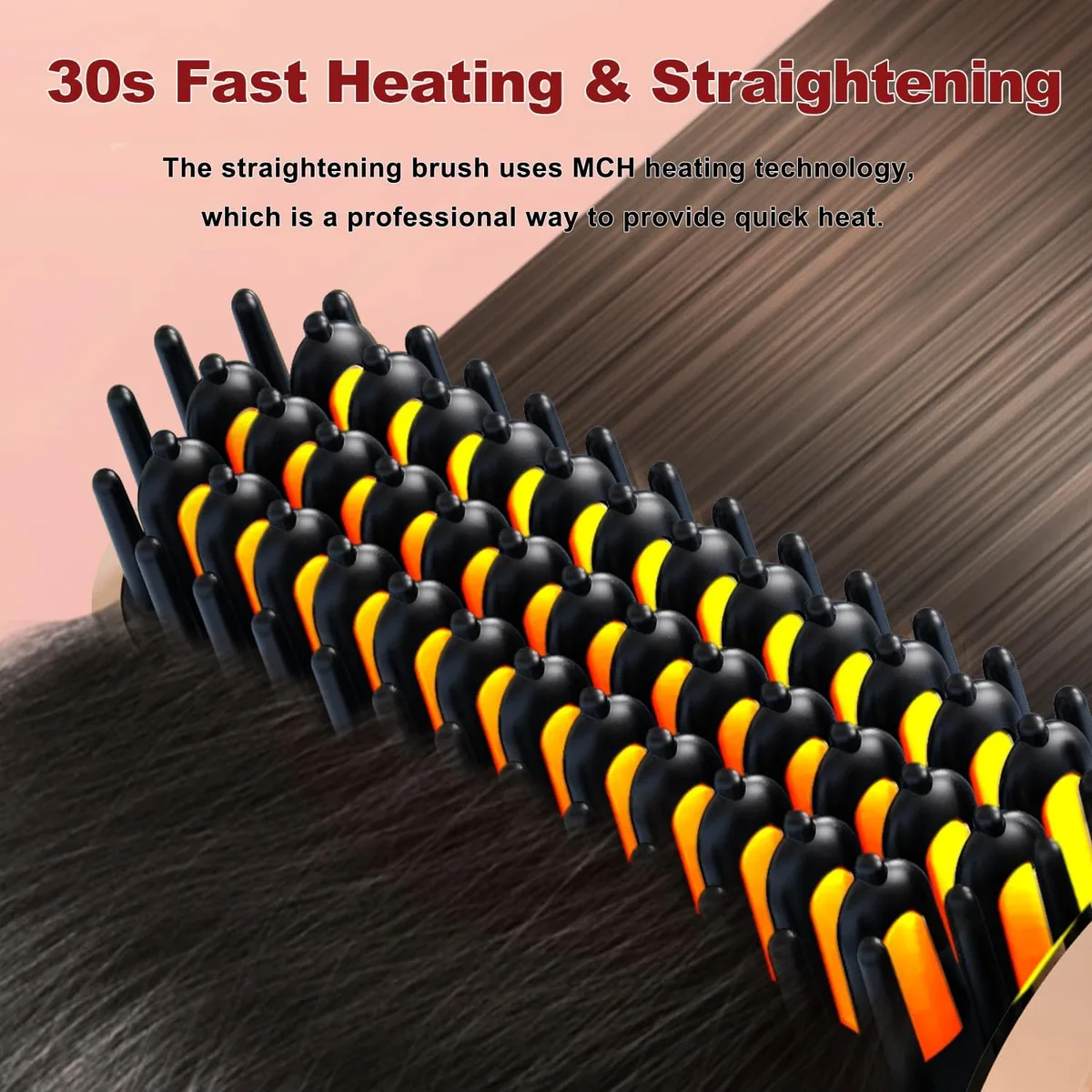 Portable Hair Straightening Comb with Negative Ions - Black — photo 3
