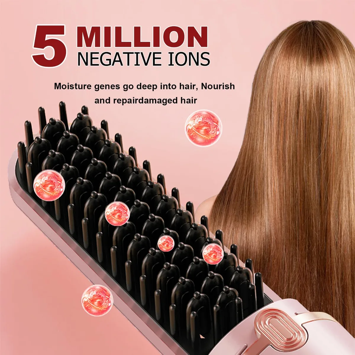Portable Hair Straightening Comb with Negative Ions - Purple — photo 4