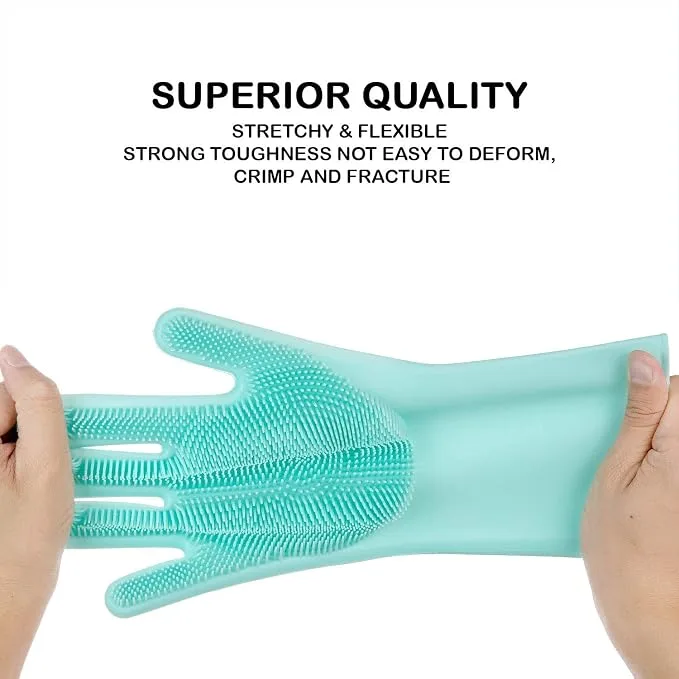 Silicone Dish Washing Gloves 1 Pair - Blue β photo 4