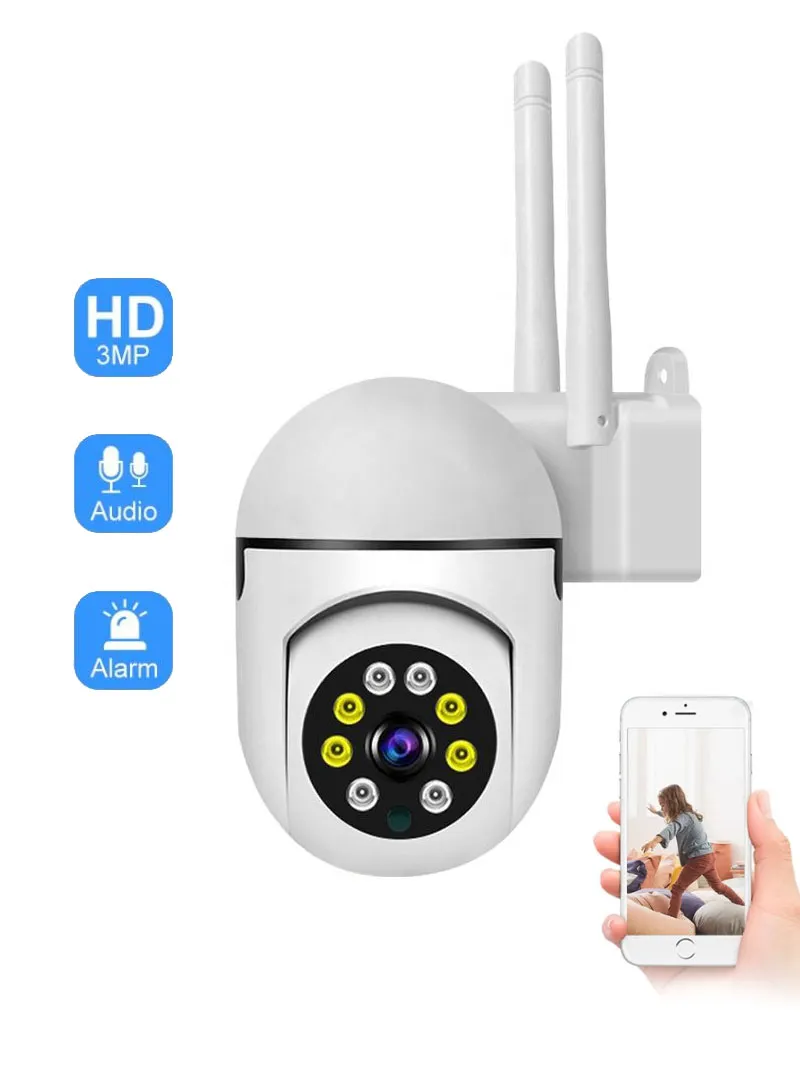 3MP 2.5" Full HD Wifi PTZ Wireless Smart Security Camera With Alarm System & Two-Way Audio V380