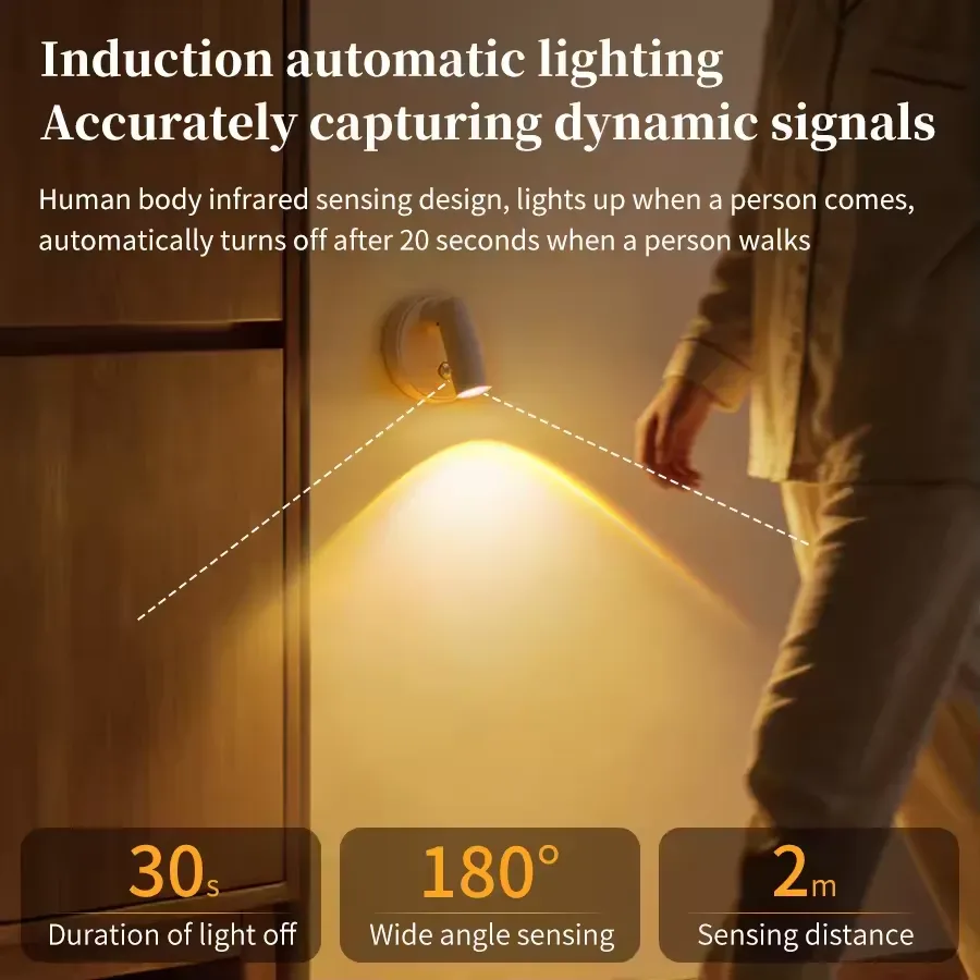 Magnetic Spotlight Wireless LED Wall Lamp – Rechargeable Motion Sensor Light - White — photo 2