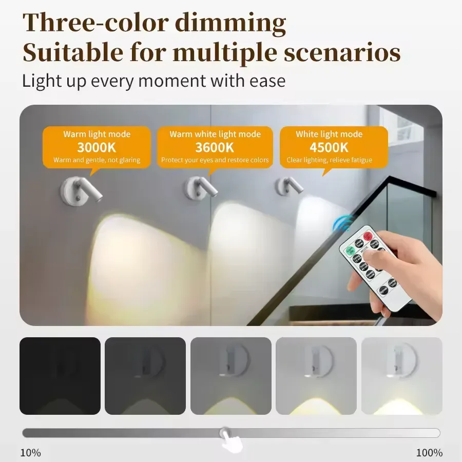 Magnetic Spotlight Wireless LED Wall Lamp – Rechargeable Motion Sensor Light - White — photo 3