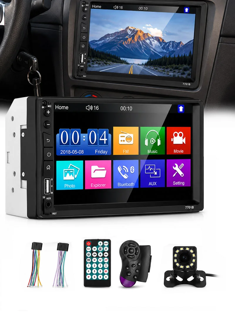 7-inch MP5 Carplayer Auto Car Center Console Video Recorder With 12 Light Camera