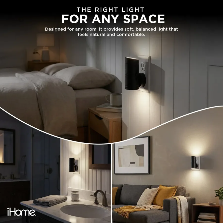 Plug In Wall Night Light Dimmable Warm yellow - White β photo 4