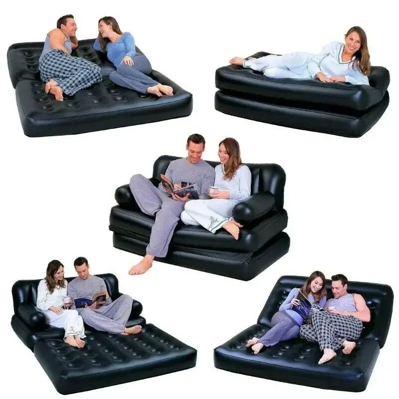5-In-1 Double Multifunction Inflatable Fashion Air Sofa Queen Double Bed Mattress (L188 x W152 x H64)cm β photo 3