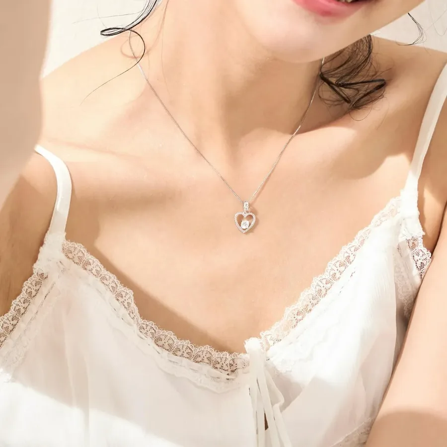 Metal Rose With Luxury Zircon Pendant Necklaces Flower Valentine Gift Set — photo 4