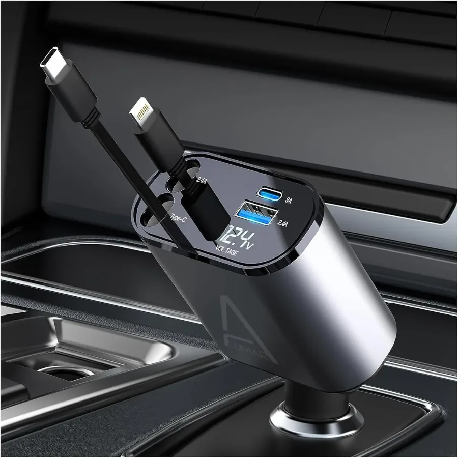 4 in 1 Car Charger 120W Turbo Charge, 4 Ports Fast Charging with Retractable Cables — photo 6