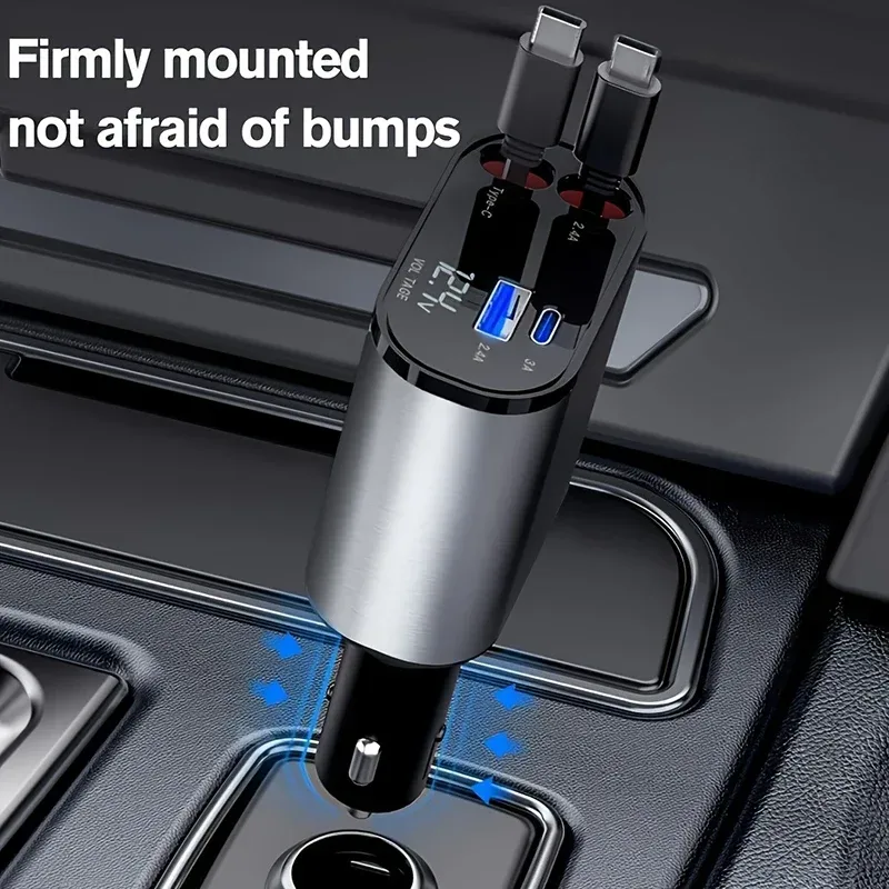 4 in 1 Car Charger 120W Turbo Charge, 4 Ports Fast Charging with Retractable Cables — photo 8