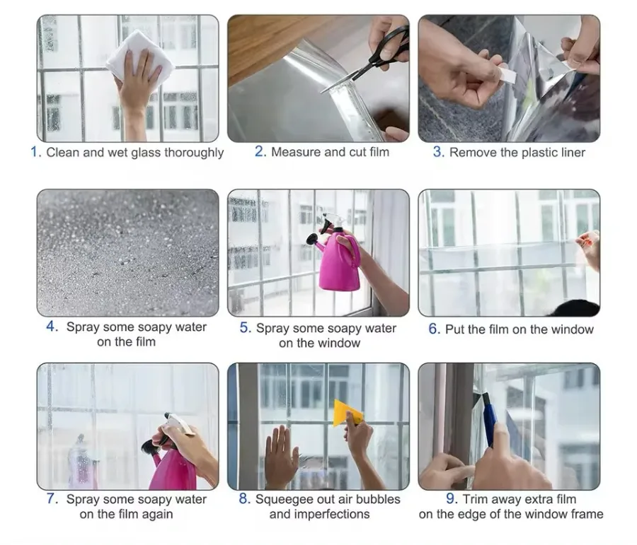 Privacy Window Film Glass Roll Film Sunscreen Glass Sticker Self Adhesive Heat Control 90x100cm — photo 6