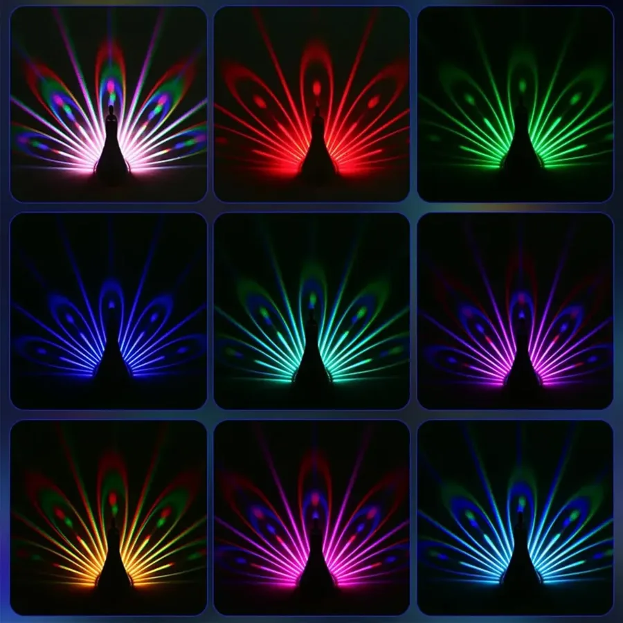 Peacock Projection Lamp, Wall Light with Remote Control — photo 4