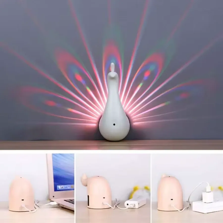 Peacock Projection Lamp, Wall Light with Remote Control — photo 7