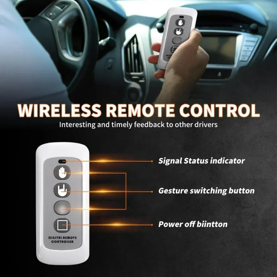 LED Hand Signal Car 3 Modes Middle Finger for Car Rear Window Road With Remote Control β photo 7